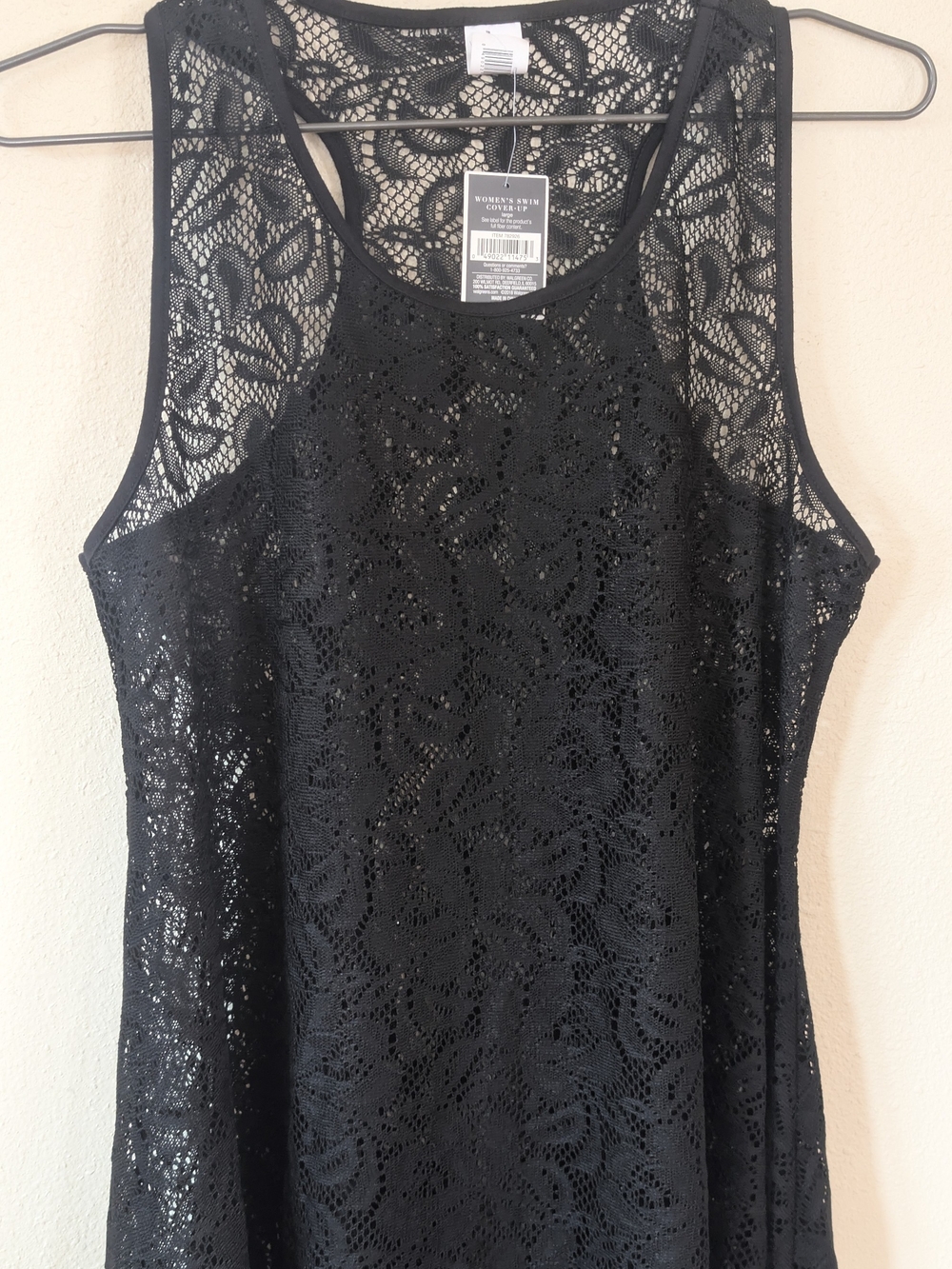 west loop Black Lace Swim Coverup Tank L